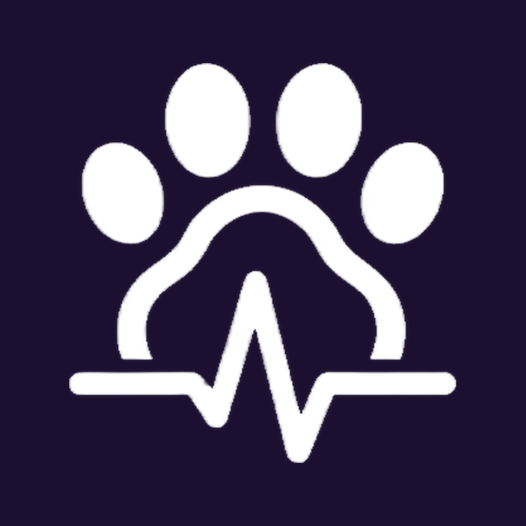Símbolo (huella + pulso) de Vetlycare sobre fondo oscuro