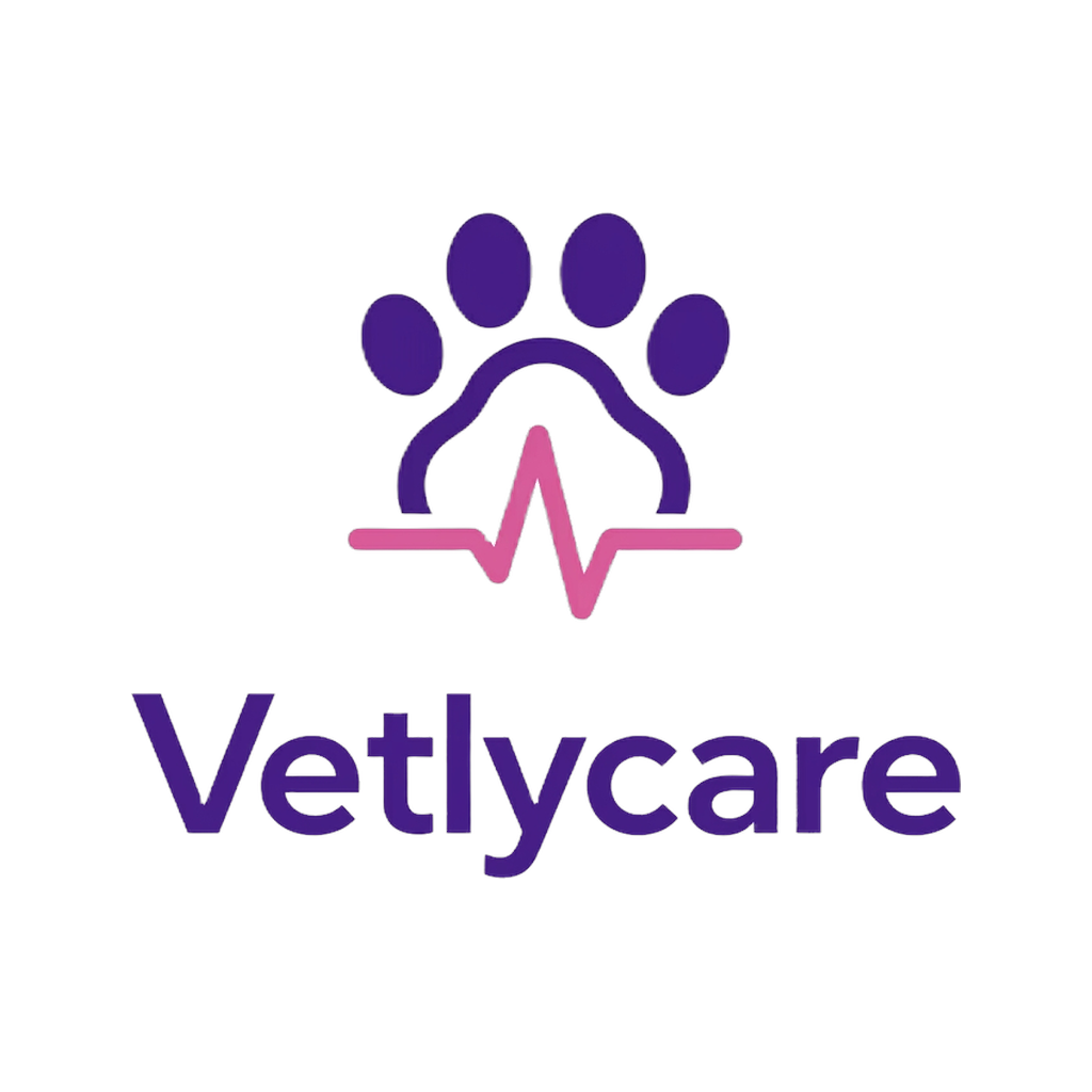 Logotipo vertical de Vetlycare sobre fondo blanco